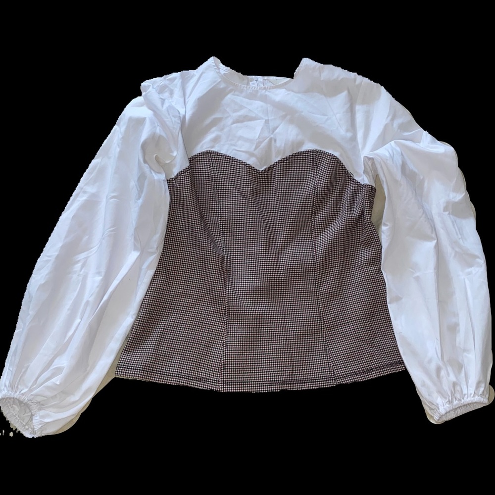White Plaid Blouse